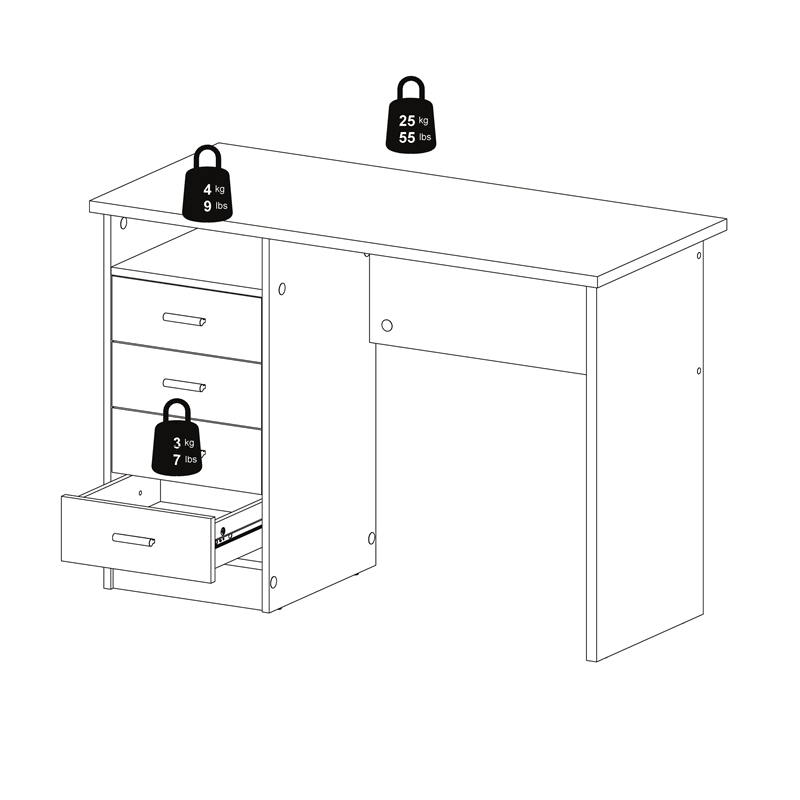 White Wooden Writing Desk Set V242034