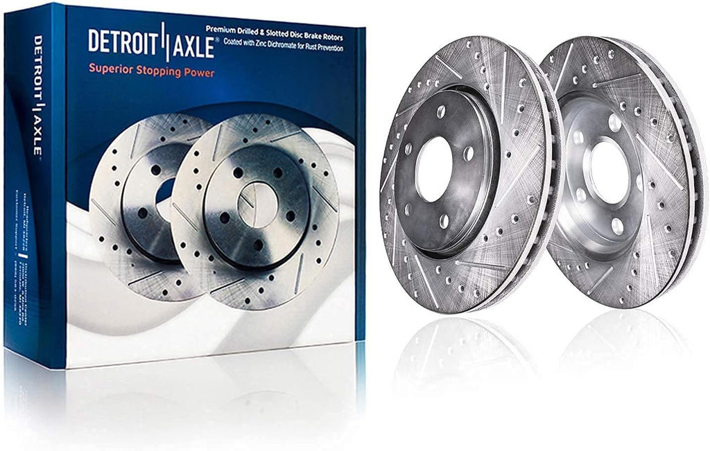 Drilled & Slotted Rotors + Brake Pads Replacement for Town & Country Grand Caravan Journey Ram C/V VW Routan S45178