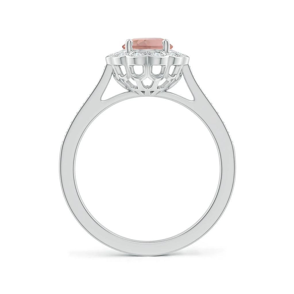 Natural Morganite Diamond Halo Ring in Platinum, Size 10.5 S73630
