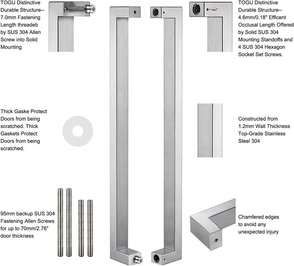 36 inches Solid Stainless Steel Push Pull Door Handle I949