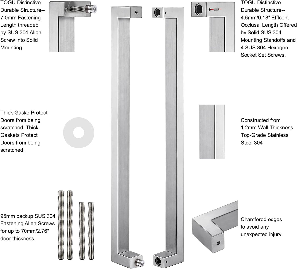 36 inches Solid Stainless Steel Push Pull Door Handle I949