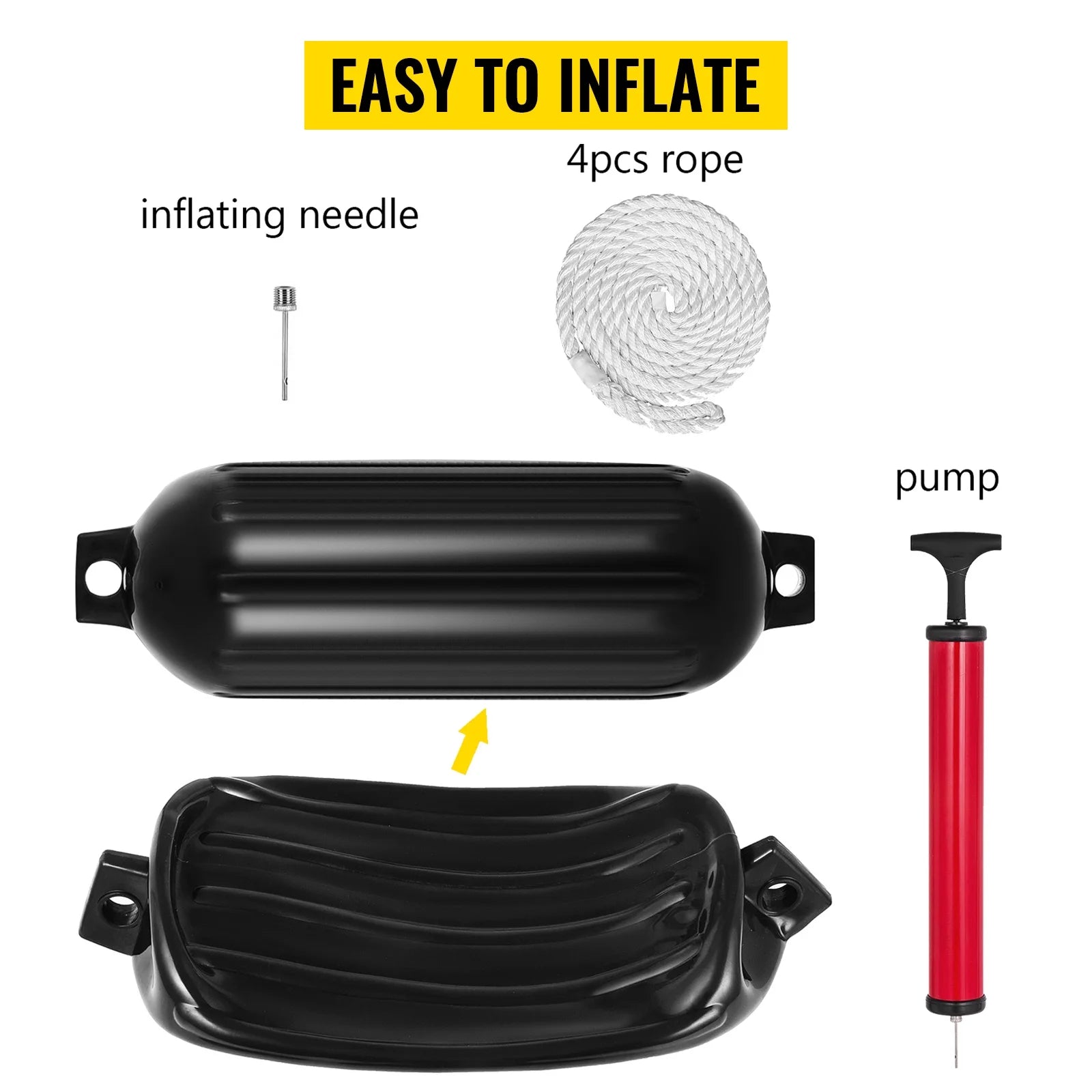 Black Ribbed Boat Fender Pack of 4 K8497