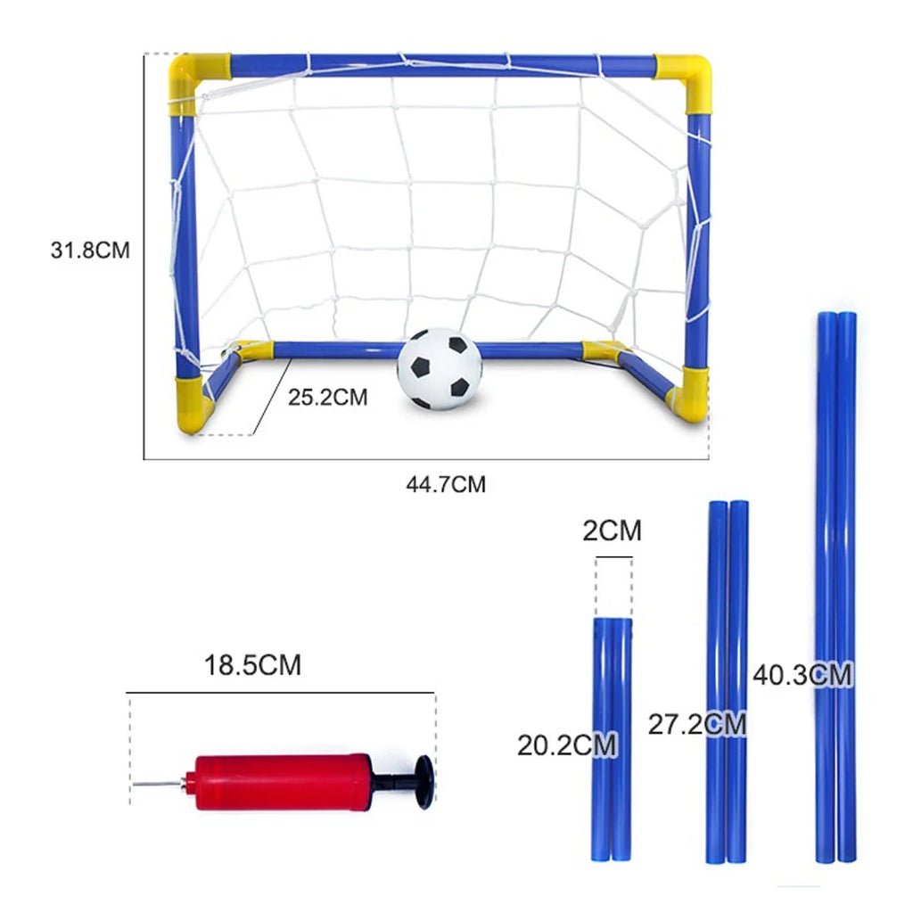Folding Mini Soccer Goal Post Net Set with Pump Plastic G988700