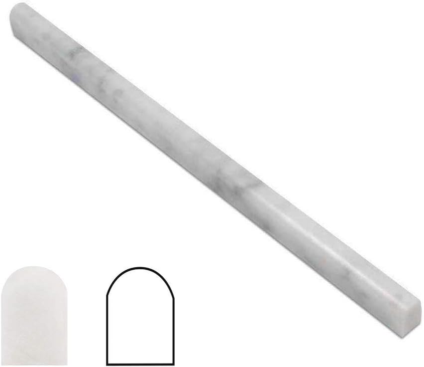 Carrara White Marble Pencil Liner Bullnose Trim Polished 16 Pcs T3606