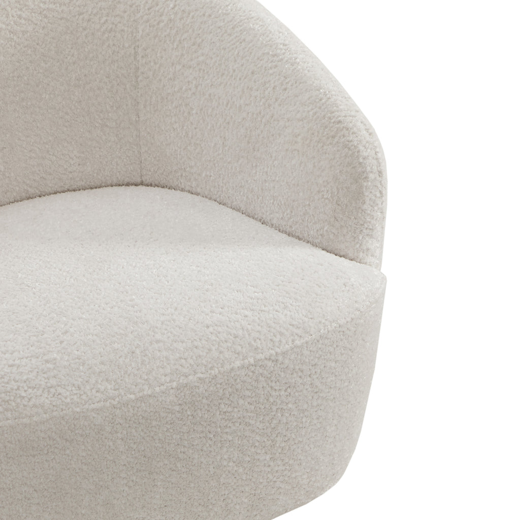 White Fabric Swivel Barrel Accent Chair T948