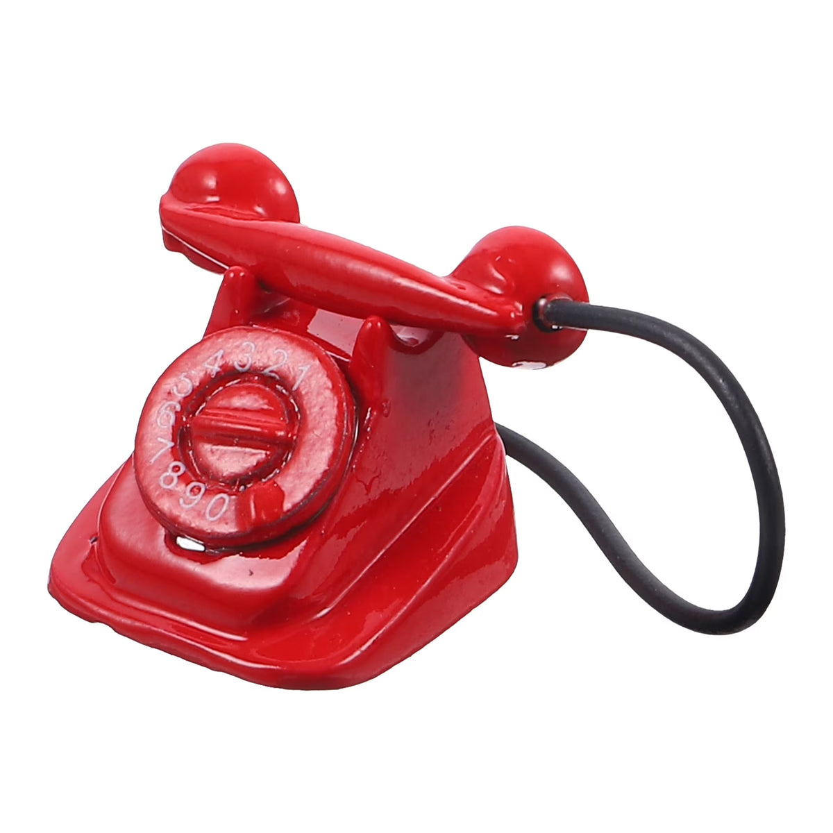Red Metal Toy Telephone Doll House Decoration X4531