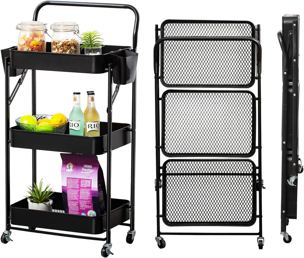 Pink 3 Tier Rolling Storage Cart with Wheels M7456