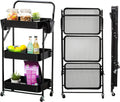 Pink 3 Tier Rolling Storage Cart with Wheels M7456