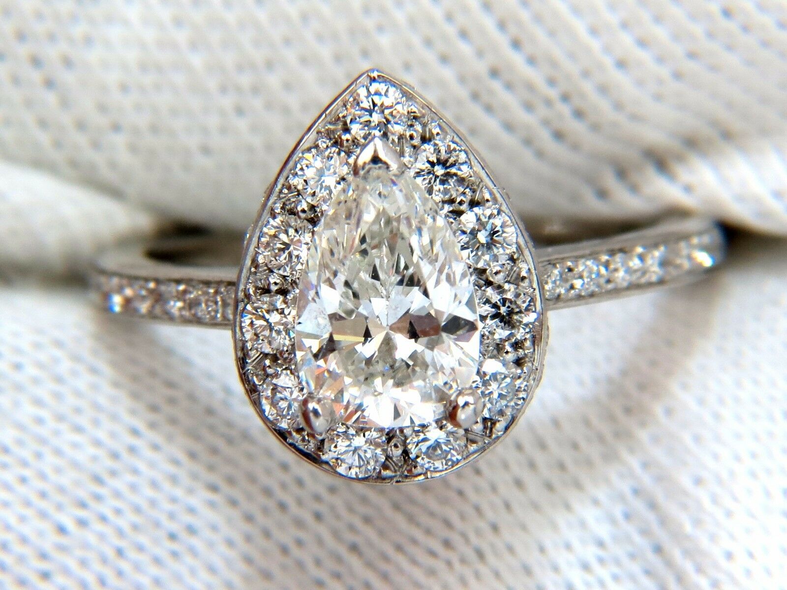 1.15ct Pear Shape Diamond Ring with 1.00ct Round Accents Platinum R3965