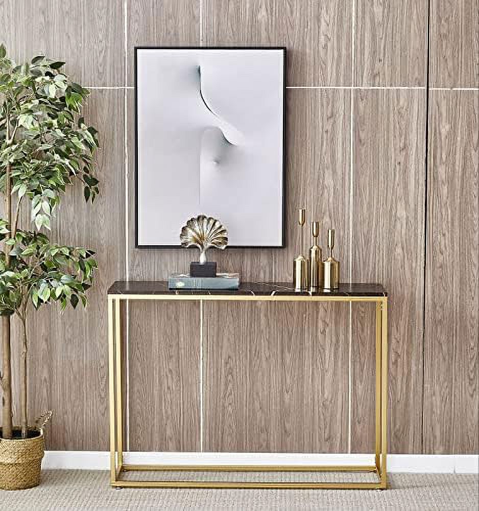 Faux Marble MDF Console Table with Metal Tube Frame G282872