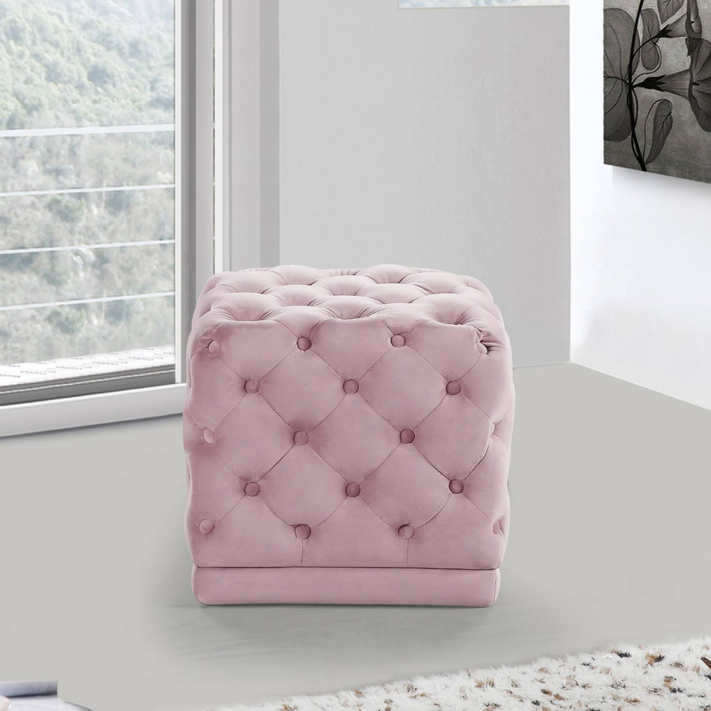 Pink Velvet Ottoman Stool L35722