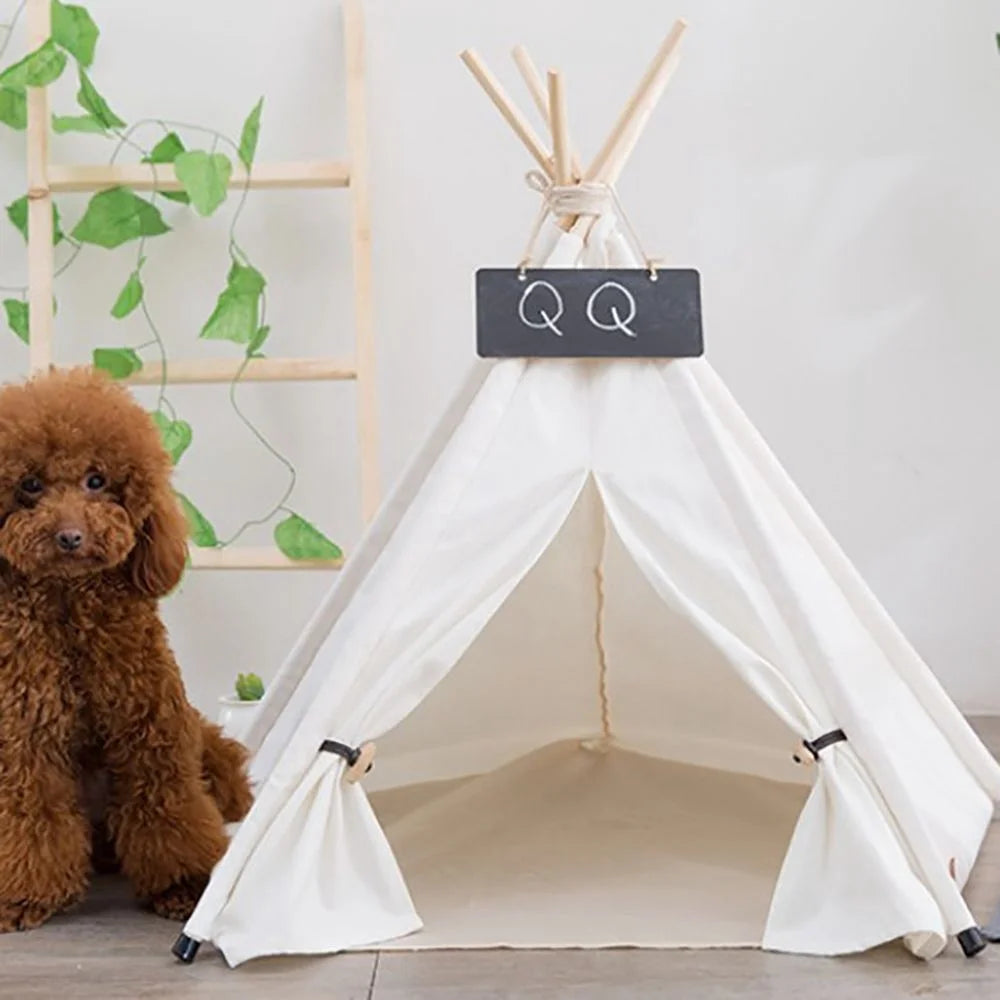 Canvas Wooden Pet House Dog Cat Bed B492