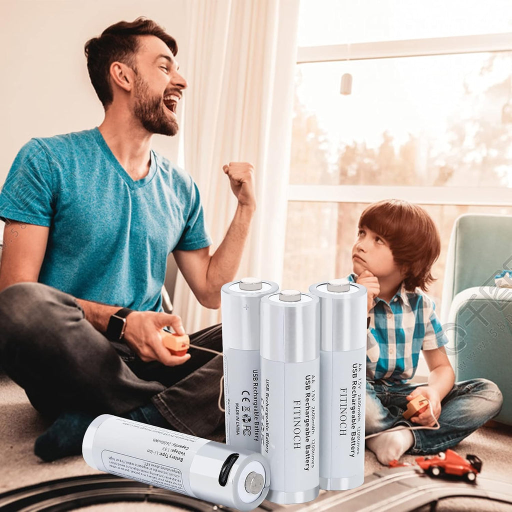 10 Pack Rechargeable AA Lithium Batteries with 4 in 1 USB Charging Cable X871