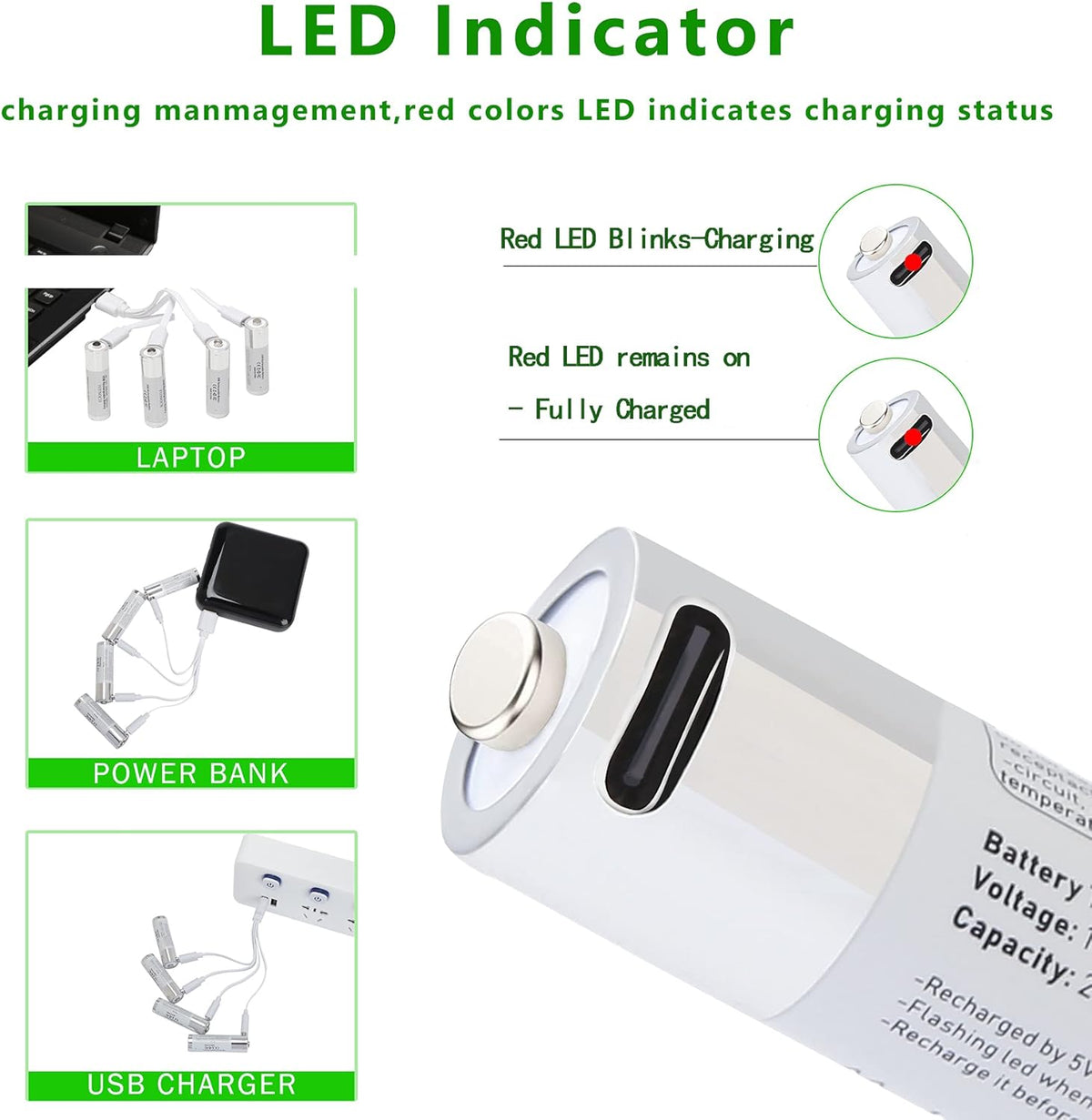 10 Pack Rechargeable AA Lithium Batteries with 4 in 1 USB Charging Cable X871