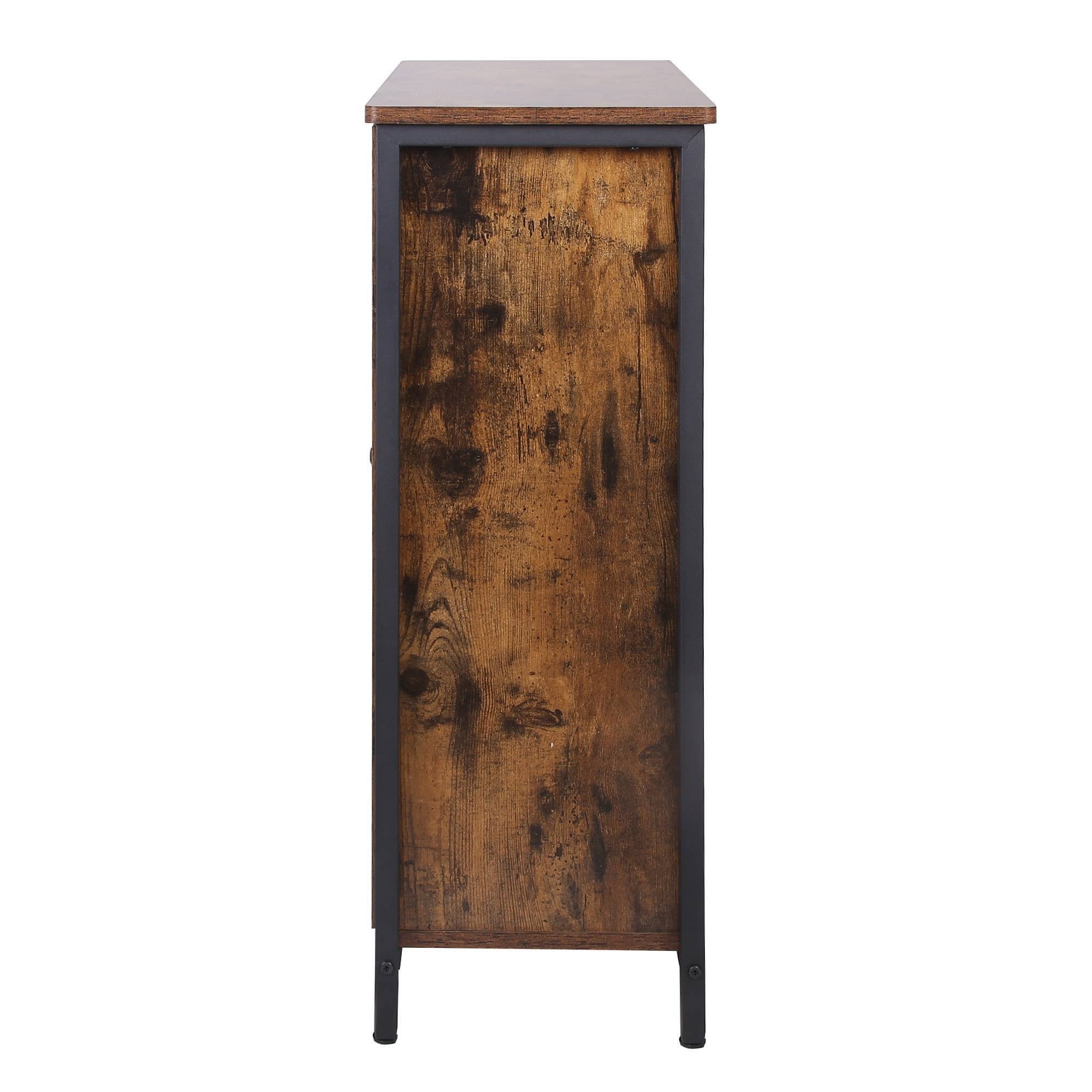 Rustic Brown Wooden Storage Cabinet with Shutter Door and 3 Compartments O1238