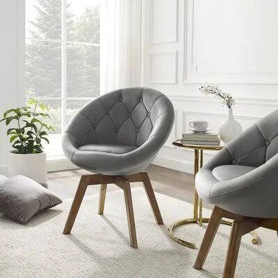 Gray Velvet Swivel Papasan Chair S26239