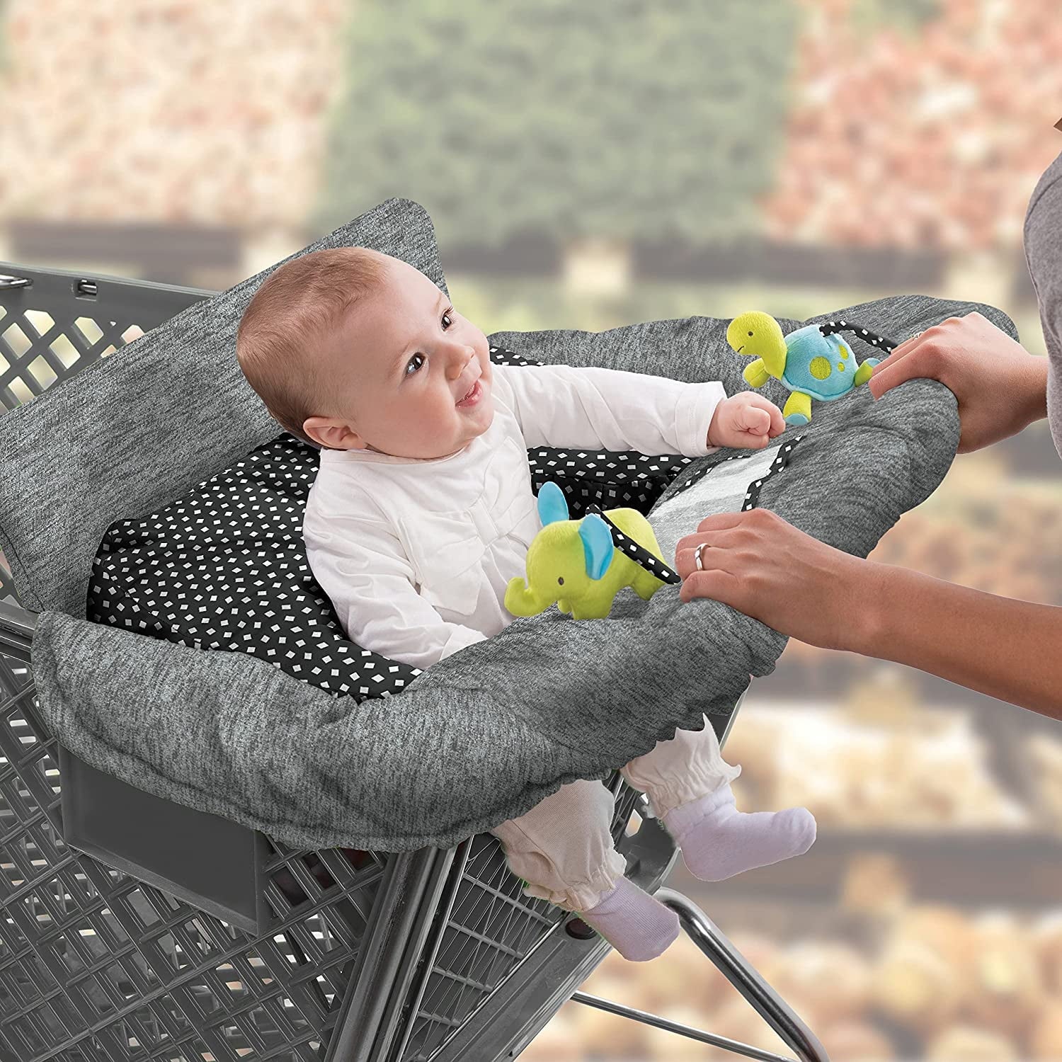 2-in-1 Full Coverage Shopping Cart Cover and High Chair Cover with Removable Seat Positioner U3487