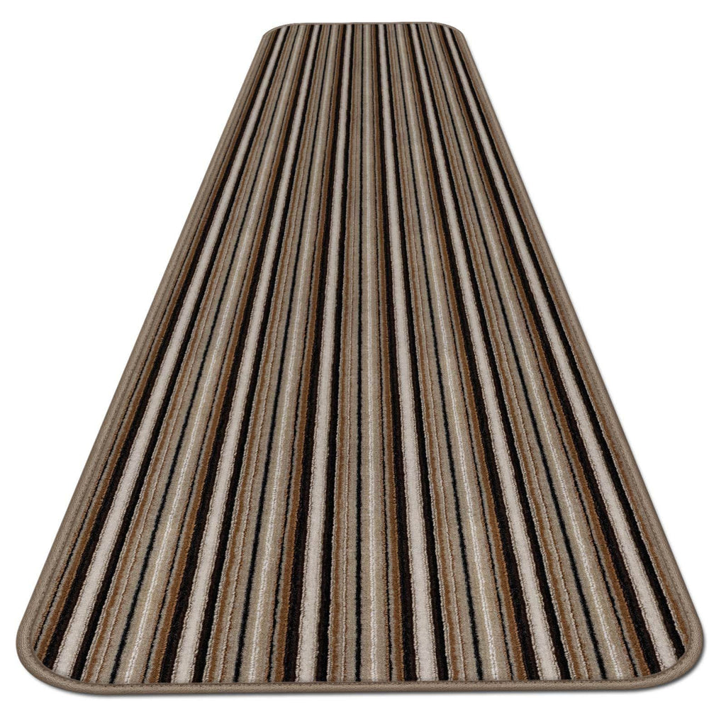 Mocha Brown Stripe Skid-Resistant Carpet Runner 8 ft. x 36 in. E950