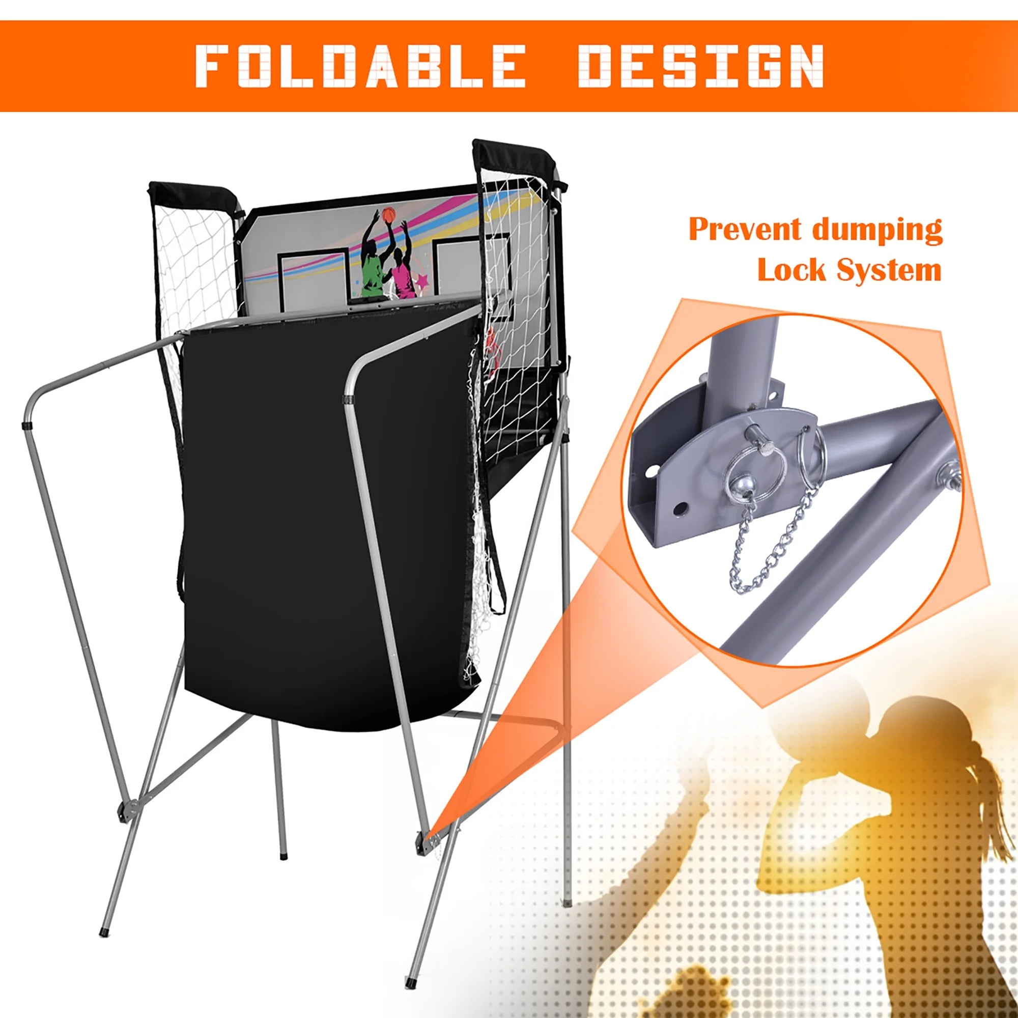 Indoor Basketball Arcade Game Double Electronic Hoops 2 Player with 4 Balls B457