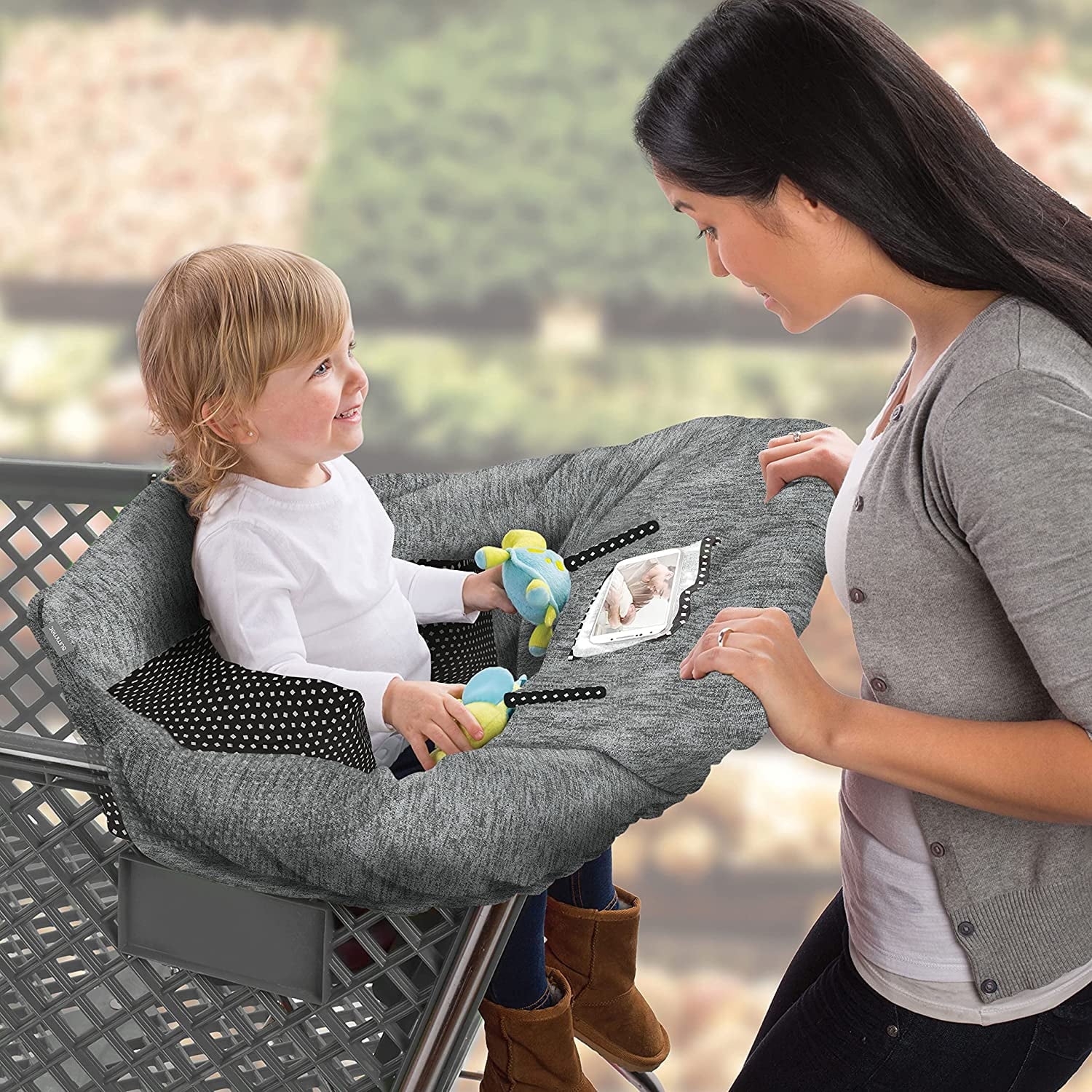 2-in-1 Full Coverage Shopping Cart Cover and High Chair Cover with Removable Seat Positioner U3487
