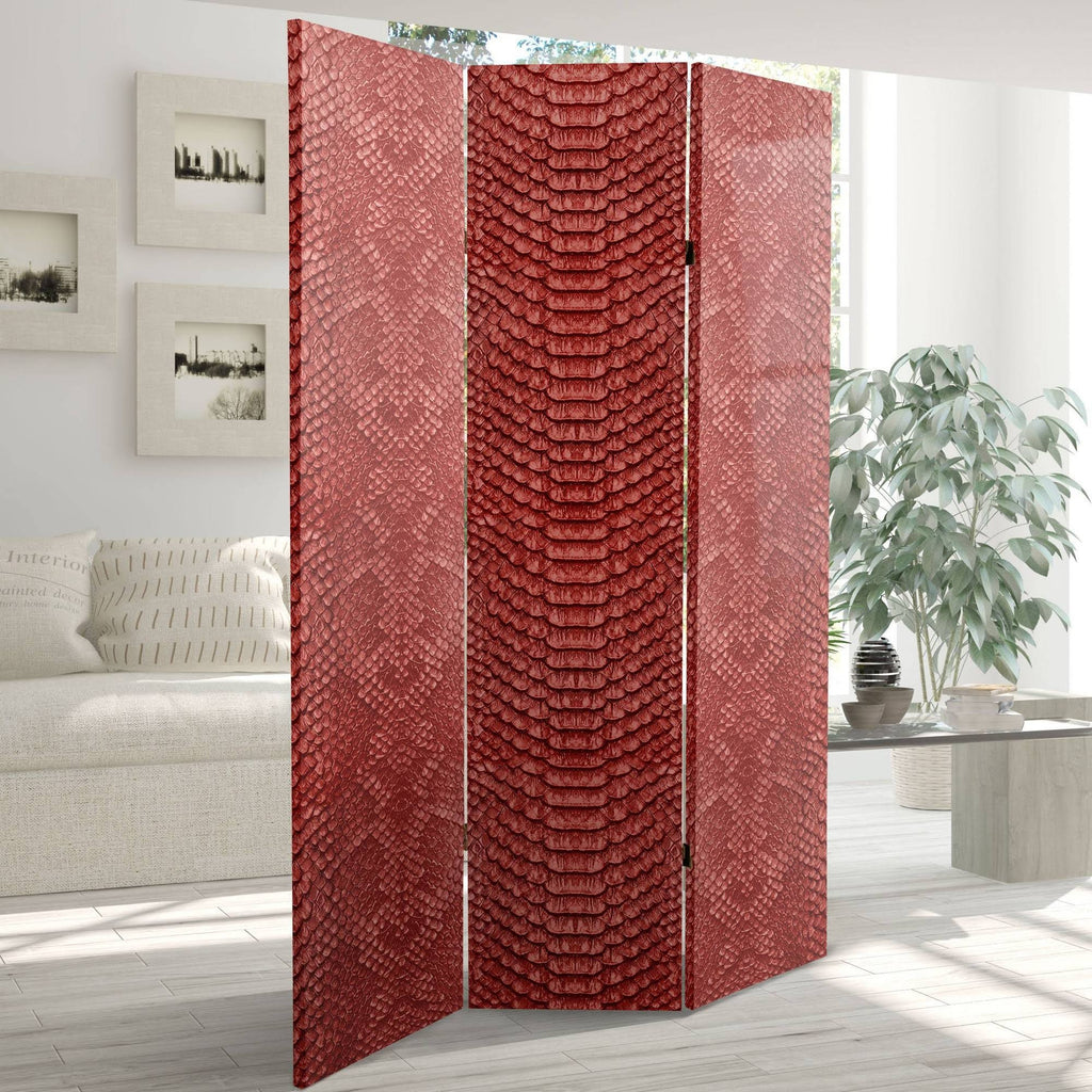 Red Snake Print Canvas Room Divider W1170