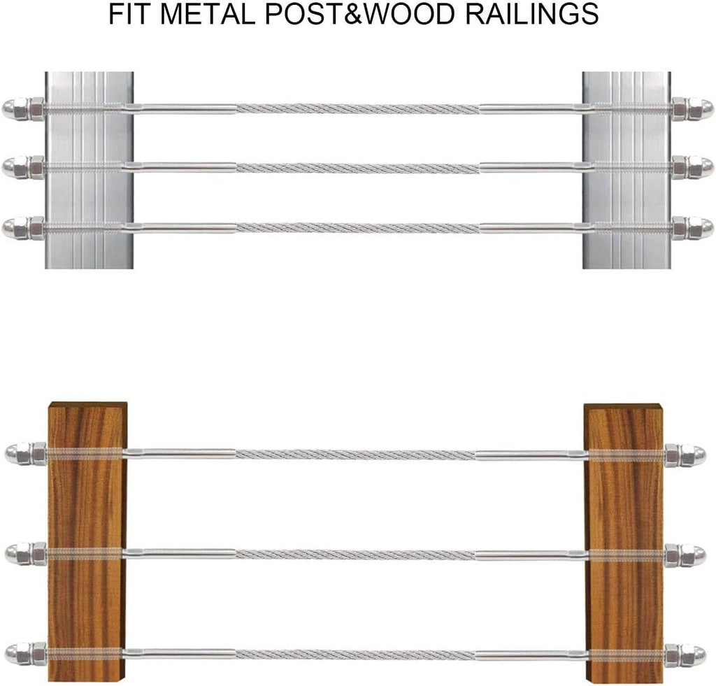 T316 Stainless Steel Cable Railing Hardware Kit, 32pcs 1/8 Cable Wire Tensioner B72486