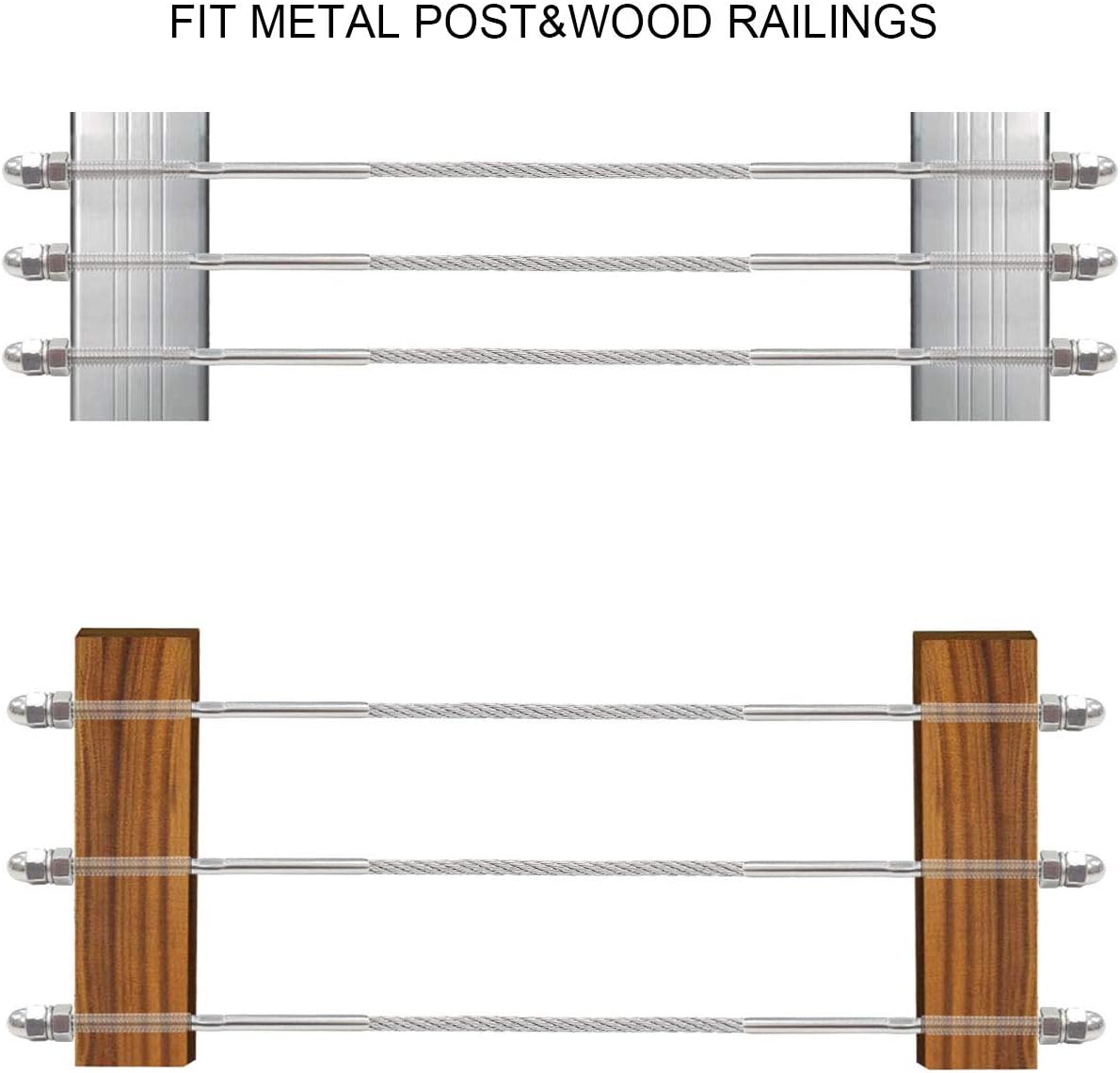 T316 Stainless Steel Cable Railing Hardware Kit, 32pcs 1/8 Cable Wire Tensioner B72486