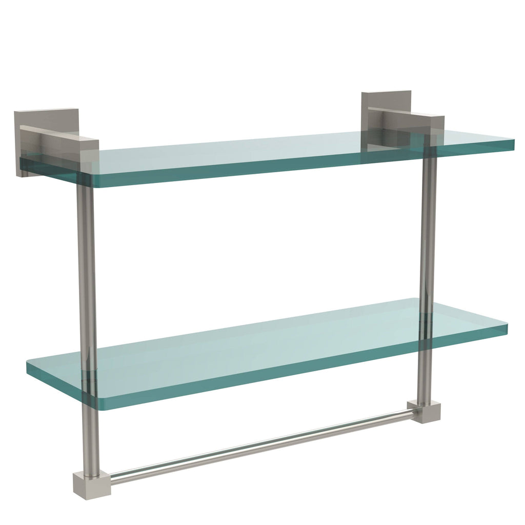 16 in. Two Tiered Glass Shelf with Integrated Towel Bar M315