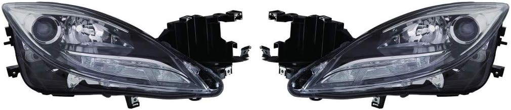 Headlight Assembly for Mazda 6 2011 2012 2013 Pair Black Housing L65639