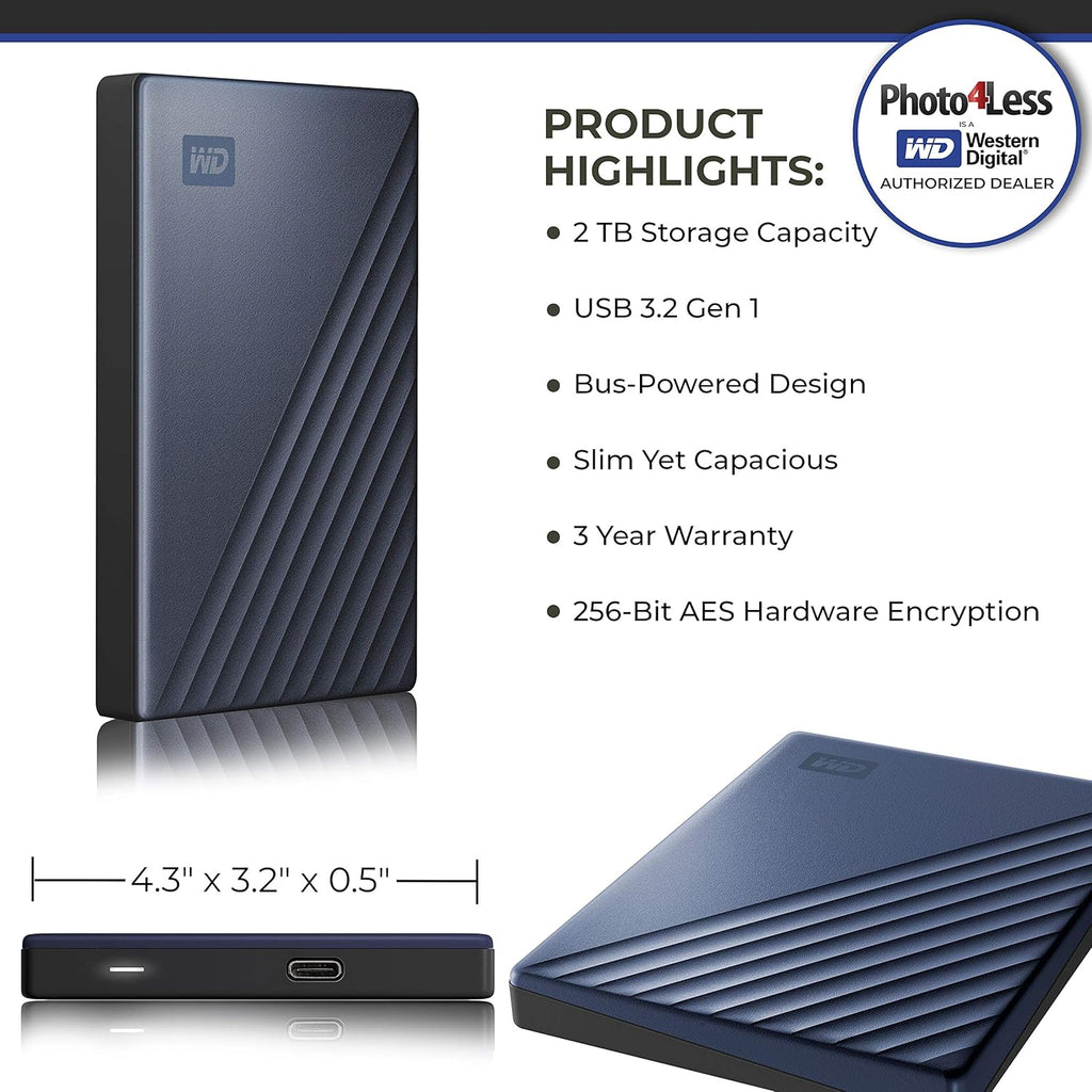 2TB My Passport Ultra USB 3.0 Type-C Slim Portable External Hard Drive L60226