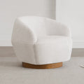 White Fabric Swivel Barrel Accent Chair T948