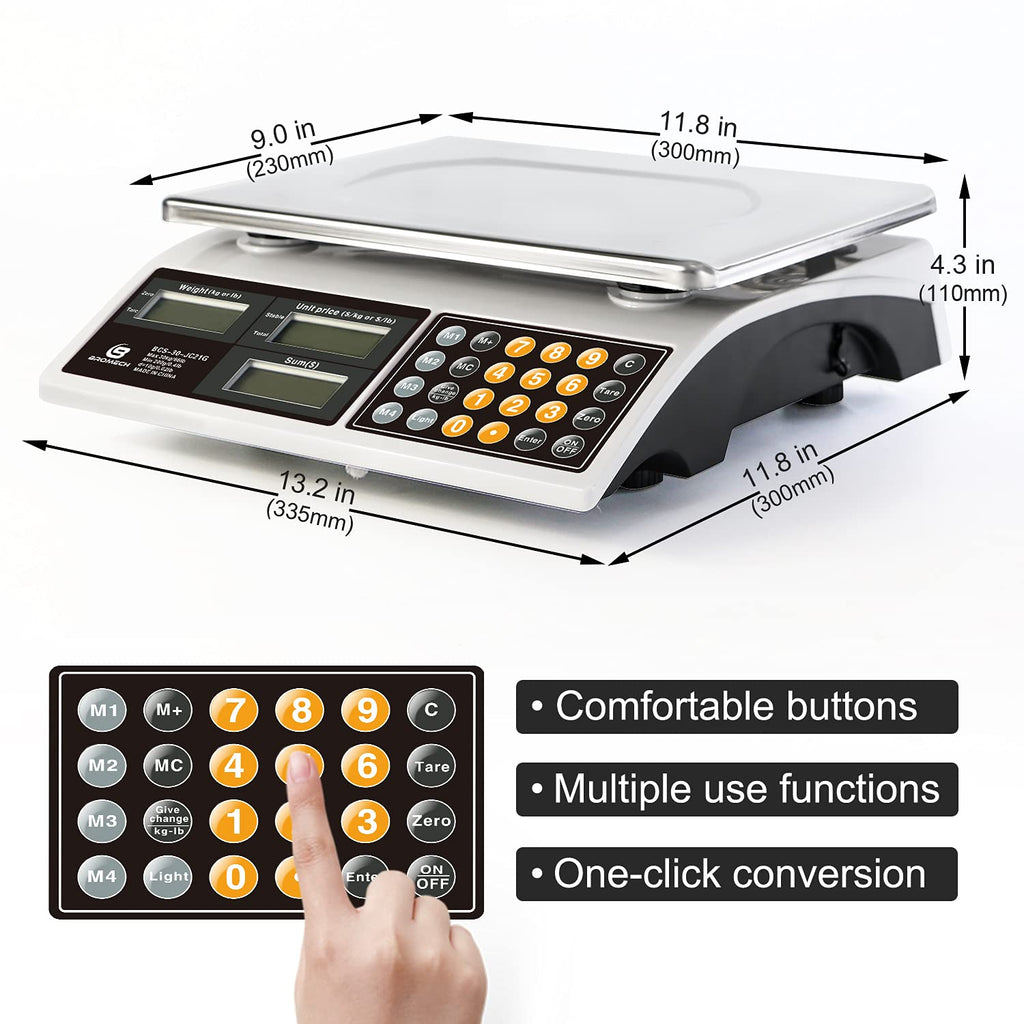 66lb Digital Commercial Food Weighing Scale with Green Backlight LCD V3738