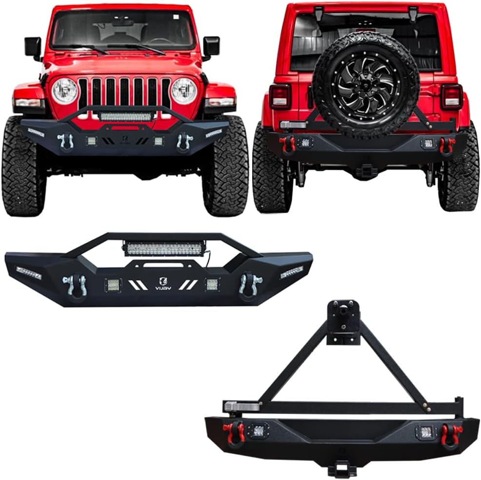 Front and Rear Bumper with LED Lights and Tire Carrier and Winch Plate U86928