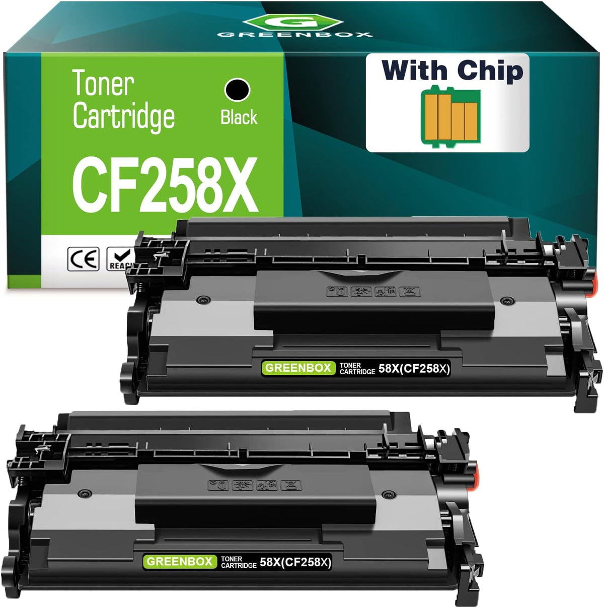 Black 2-Pack Compatible Toner Cartridge for HP 58A CF258X P521