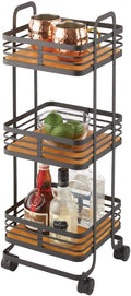 3-Tier Rolling Storage Trolley with Basket Shelves and Caster Wheels M309