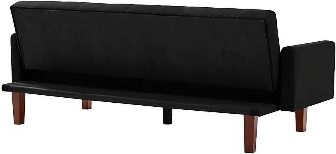 Convertible Foldable Linen Sofa Bed with 5 Wooden Legs, Black P696