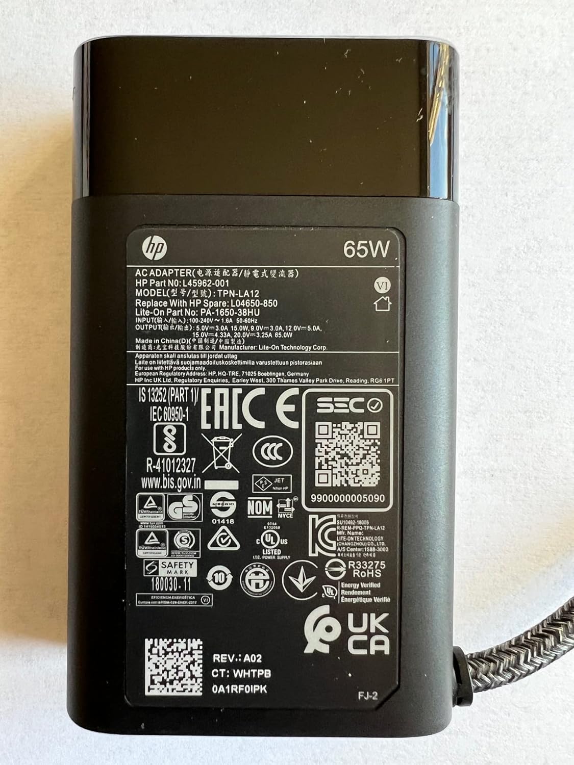Slim 65W USB C Power Adapter E606466