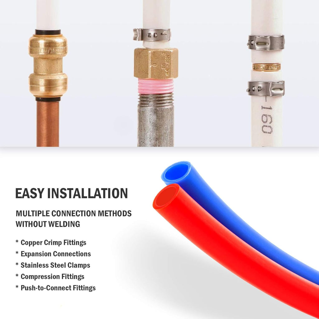 2 Rolls of 300ft PEX-B Coil Hose, Red+Blue Y7147