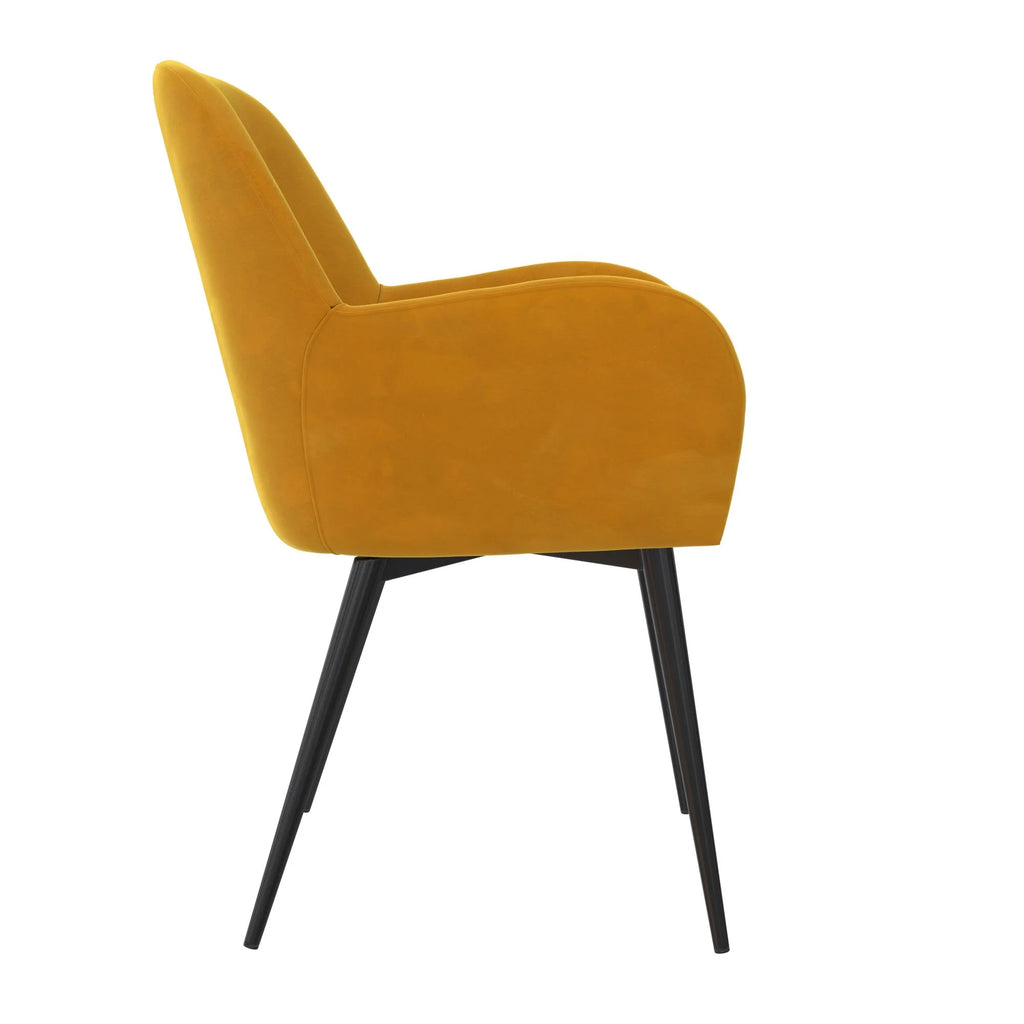 Mustard Yellow Velvet Accent Chair with Metal Legs N662