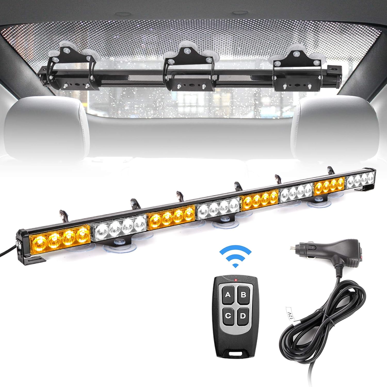 Amber White 35.5 inch 8 Panels Strobe Light Bar Pack of 2 C6517