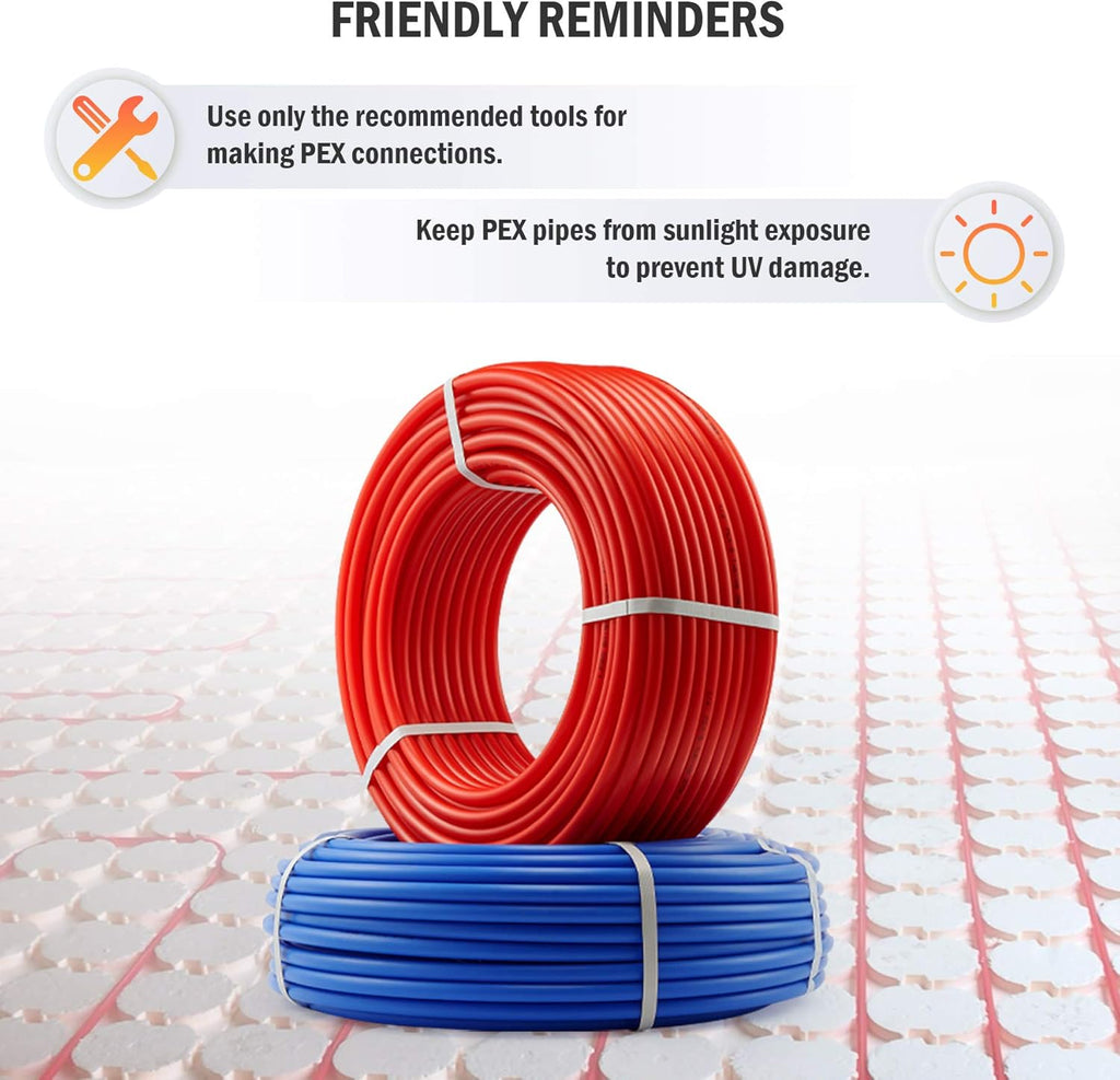 2 Rolls of 300ft PEX-B Coil Hose, Red+Blue Y7147