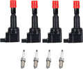 Ignition Coil Pack and Spark Plug Set of 4 Compatible with Honda 2007-2008 Fit 1.5L L4 Z738265