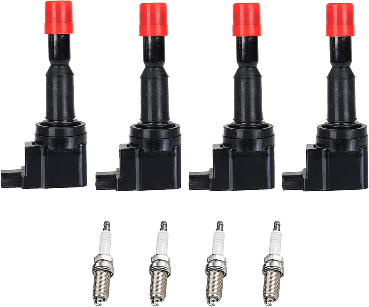 Ignition Coil Pack and Spark Plug Set of 4 Compatible with Honda 2007-2008 Fit 1.5L L4 Z738265