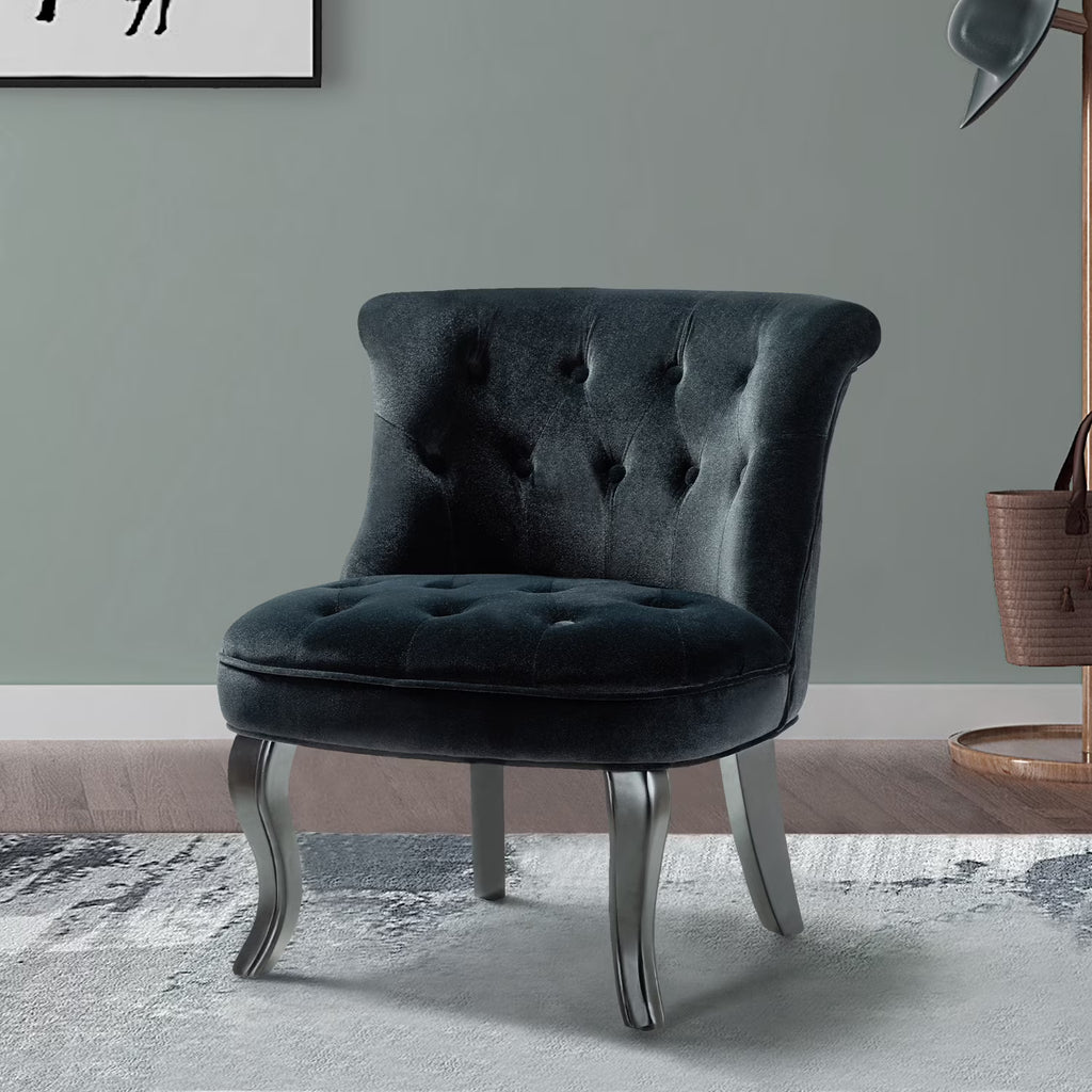 Black Velvet Button Accent Chair P4756