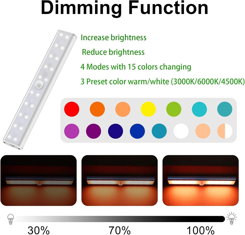 4 Pack Rechargeable Dimmable LED Under Cabinet Lights with Remote Control T77437