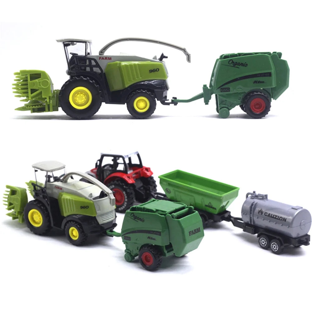 2Pcs 1/42 Diecast Tractor Harvester Farm Vehicle Car Model Toy D21105