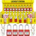 14 Key Padlocks with Numbers, 4 Lockout Hasps, 40 Lockout Tags, 20 Nylon Cable Lockout Tagout Station T32773