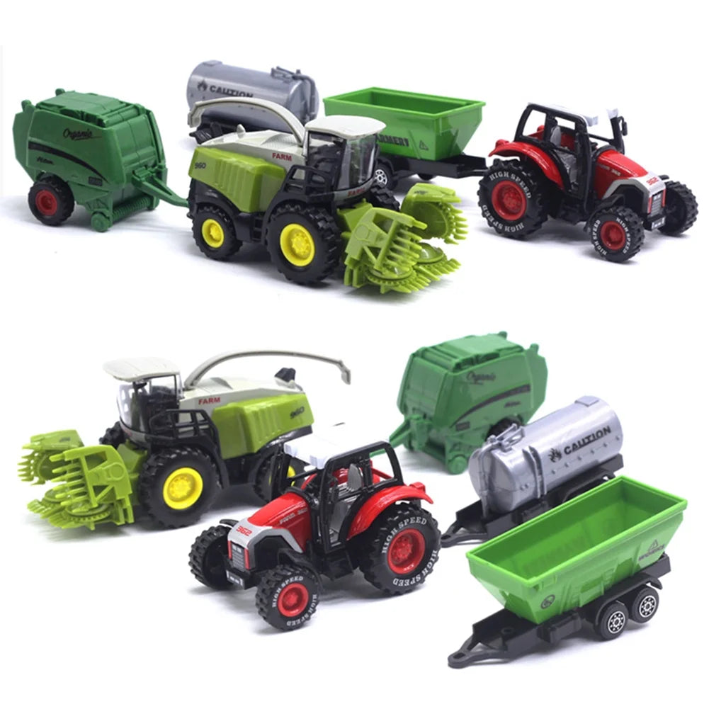 2Pcs 1/42 Diecast Tractor Harvester Farm Vehicle Car Model Toy D21105