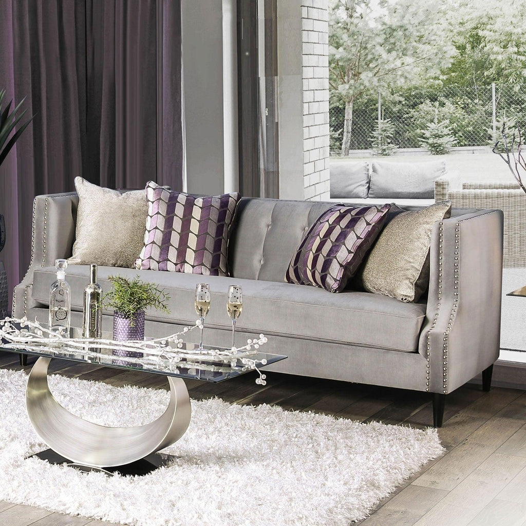 Gray & Purple Living Room Set 3pcs R178