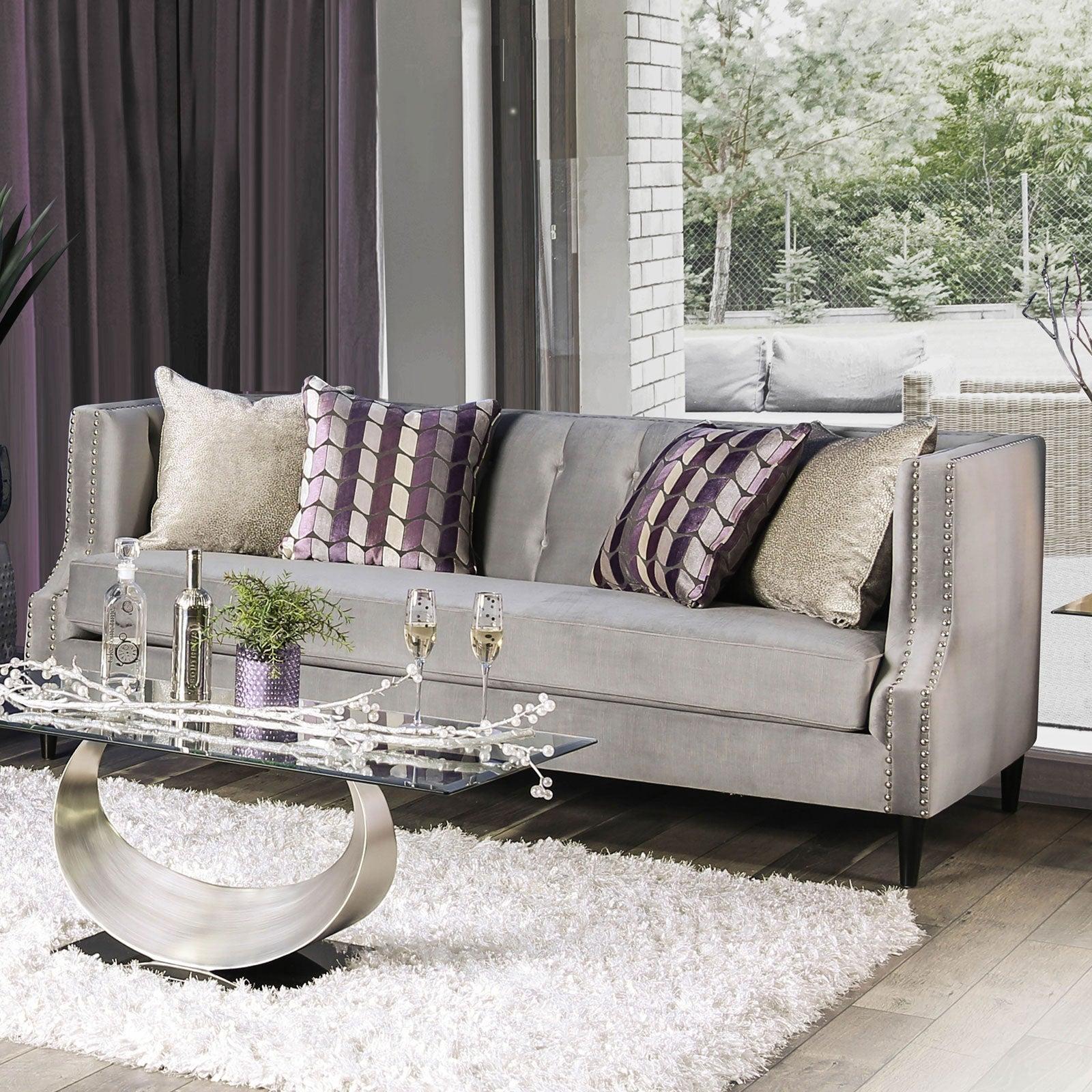 Gray & Purple Living Room Set 3pcs R178